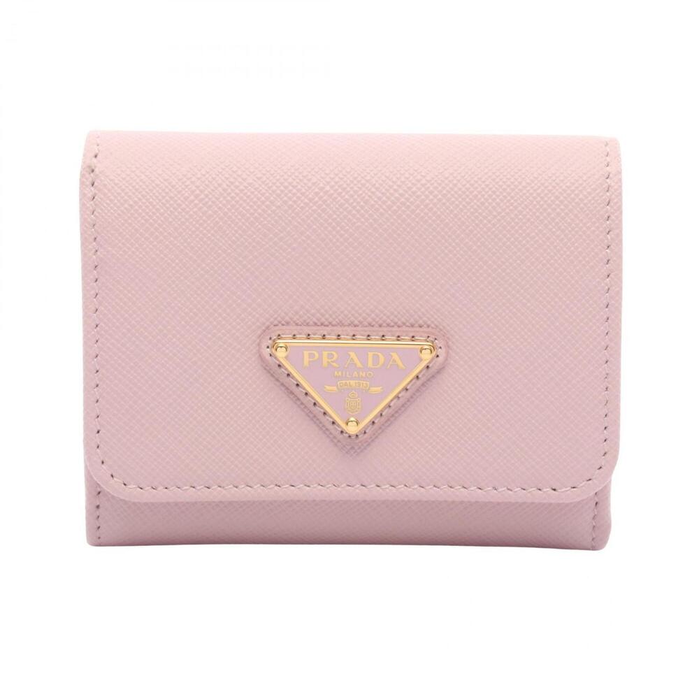 Prada Saffiano Bocche Tri-fold Wallet, Leather, Men's/Women's, Pink, 1MH043